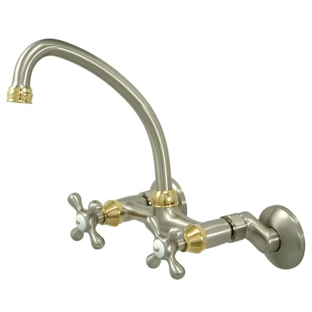 Kingston Brass KS214SNPB 6-Inch Adjustable Center Wall Mount Kitchen Faucet KS214SNPB